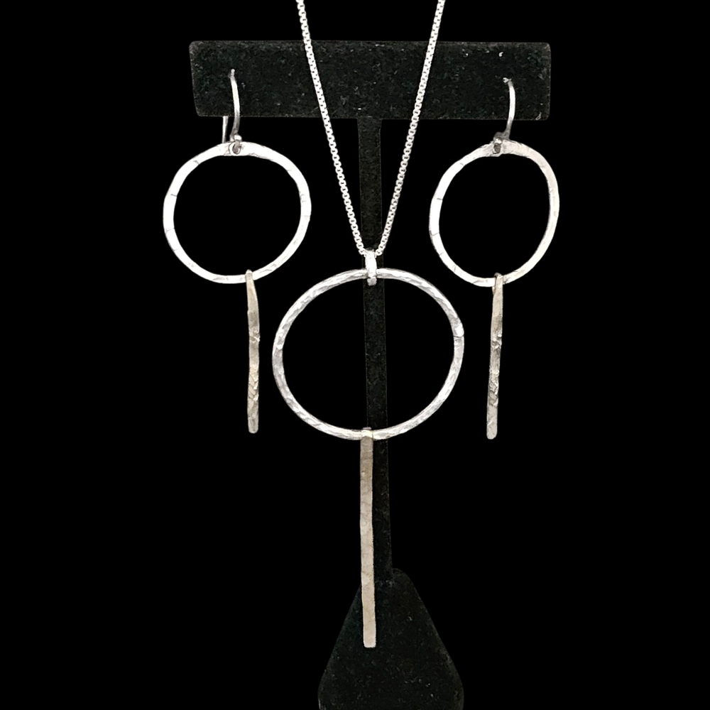 SILPADA SET Sterling Brass Intermix Circle Pendant Necklace N3566 Earrings W3574